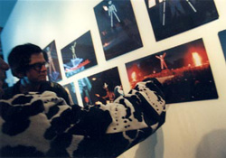 Reverend Al of LA Cacophony Society looks at seven years of the Man (photo by Rich Gonsalves)