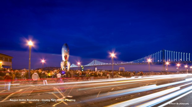 The "Launch Party" de-install event for the Raygun Gothic Rocketship. Photo courtesy of David Yu.